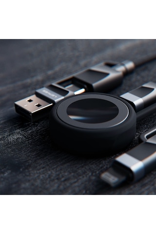 Lenyes Lc541 Usb-a + Type-c To Lightning Type-c Akıllı Saat Şarj Kablosu 60w 1m Siyah