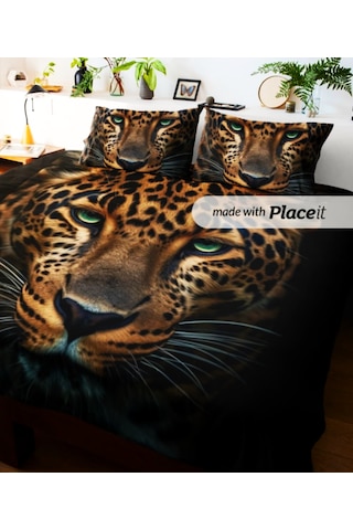 Özel Tasarım Çift Kişilik Nevresim Takımı 240x260 Cm Pamuk Saten3 Sarı - Siyah