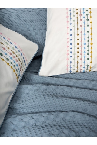 Cotton Box Cb Aura Pebble Ck Pıke Takımı+fıtted Carsaf Indıgo Mavi