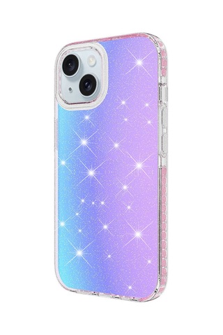 Apple Uyumlu iPhone 15 Plus Kılıf Parlak Renk Geçişli Zore Velle Kapak Mor