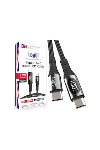 100w Type-c To Type-c Dijital Led Ekranlı Göstergeli Hızlı Şarj Kablosu E-mark Çipli, Dayanıklı Örgülü, 1.2m, Usb-c Pd 3.0, İphone 15 16,17 Xiaomi Telefon, Macbook Tablet İle Uyumlu