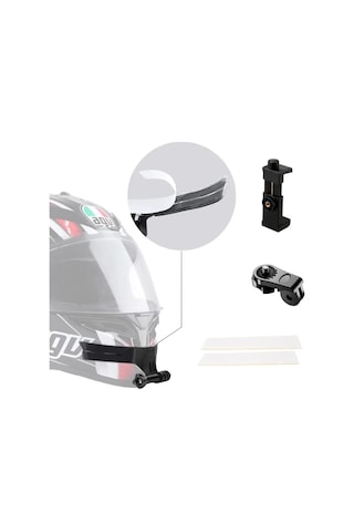 Fimtech Motosiklet Kask Çene Yapıştırıcılı Telefon ve Kamera Tutucu Set