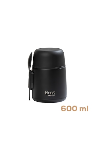 Porsima Paslanmaz Çelik Vakumlu Yemek Termosu Beslenme Kutusu Taşınabilir Lunch Box Sefer Tası Siyah 600 Ml Siyah