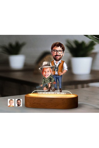 Bk Gift Kişiye Özel Baba-oğul Karikatürlü Dekoratif 3d Biblo Led Işıklı Gece Lambası-1, Babaya Hediye, Babalar Günü Hediyeleri Kobitmeyen138253 Bk Gif
