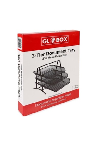 GLOBOX - 3’lü Metal Evrak Rafı