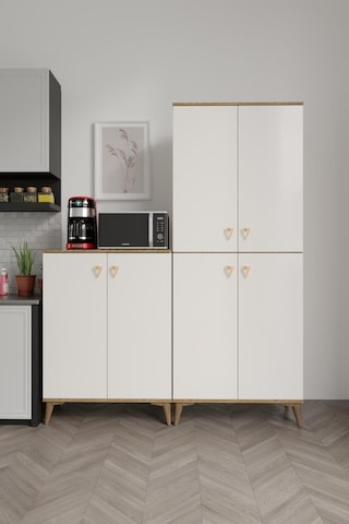 Simple Sp6190 Çok Amaçlı Dolap 6 Kapaklı Mutfak Dolabı Balkon Dolabı Kiler Banyo Dolabı Ayakkabılık Ekru Ceviz