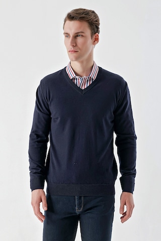 Morven Erkek Lacivert Basic V Yaka Dynamic Fit Rahat Kesim Triko 25kc017004200 Lacivert