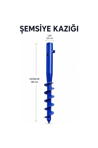Şemsiye Sabitleme Kazığı Mavi Renk 46 Cm