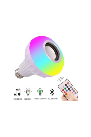 Rgb Bluetooth Hoparlörlü Led Ampul 500 Lümen E27 Kumandalı