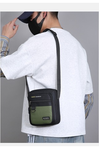 Uıowoo Erkek Omuz Çantası Harfli Ve Metal Halkalı Spor Ve Bisiklet Tek Askılı Sırt Çantası Yeşil