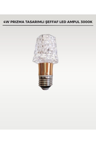 4w Dekoratif Kristal Led Ampul 3000k Prizma Tasarımlı Şeffaf Led Ampul 1 Adet
