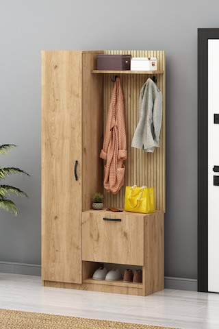 Lora Portmanto Tek Kapılı Vestiyer Ayakkabılık Meşe Meşe