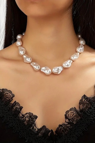 Mrs Flower Zarif Vintage Esintili Barok İnci Kadın Kolye Çok Renkli