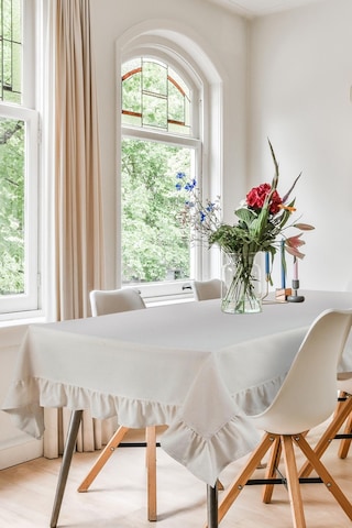 Naturel Fırfırlı Masa Örtüsü Vintage Krem