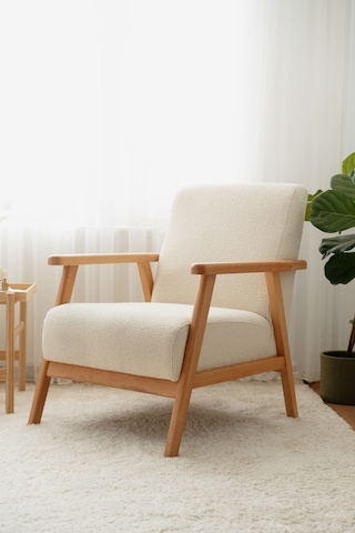 Nika Ahşap Berjer Beyaz