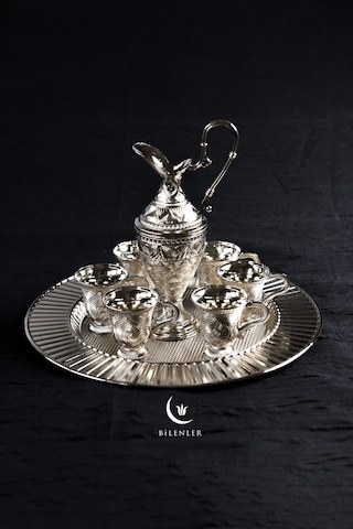 Lüks Gümüş Renkli Kaf Zemzem Takımı 8 Parça