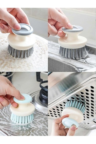 Saplı Çok Amaçlı Bulaşık Fırçası, Temizlik İçin Mutfak Fırçaları, Lavabo, Tencere, Tavalar İçin Sert Kıllı Bulaşık Fırçası 2p Gri