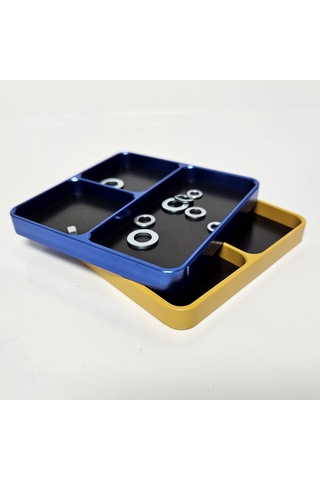 Yunboo Alüminyum Cnc Tamir Aleti Tepsisi, Manyetik Alt Pad, 4 Bölmeli, Rc Araçları İçin, Mavi Blue