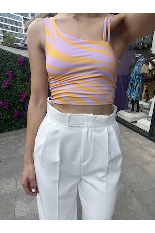 Lavessa Çift Askı Detaylı Sandy Crop-lila Renk-172