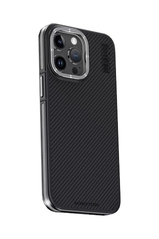 Joko Apple Uyumlu iPhone 15 Pro Kılıf Aramid 600d Kevlar Karbon Fiber Magsafe Kapak - Gri Resimdeki