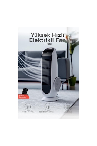 Torima TF001 130 W Vantilatör Kule Tipi Uzaktan Kumandalı Dijital Göstergeli Elektrikli Fan