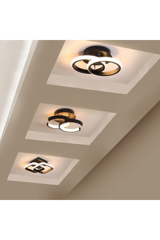 Neevoyu Koyu Siyah Çift Daire Led Aydınlatma, Üç Renk Değişimi, Modern Minimalist Ev Dekoru - Koridor, Balkon, Gardrop, Salon Ve Giriş İçin Uygun Siyah