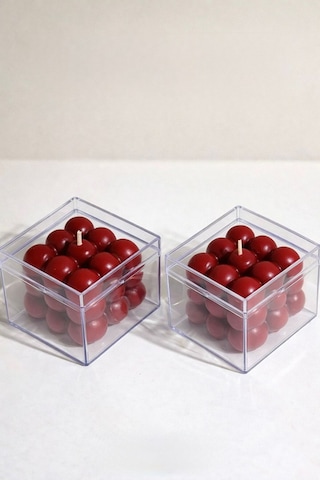 Şeffaf Kutulu İkili Kırmızı Bubble Mum-doğal %100 Soya Wax Dekor Mum Düğün, Nişan,kına Hediyelik Kırmızı