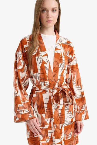 Defacto Relax Fit Bisiklet Yaka Desenli Viskon Kimono E7262ax25smog613 Turuncu
