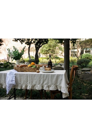 Naturel Vintage Fırfırlı Masa Örtüsü / Koltuk Örtüsü
