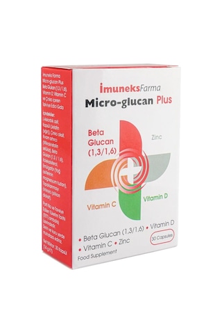 İmuneks Micro Glucan Plus Çinko D ve C Vitamini 30 Kapsül