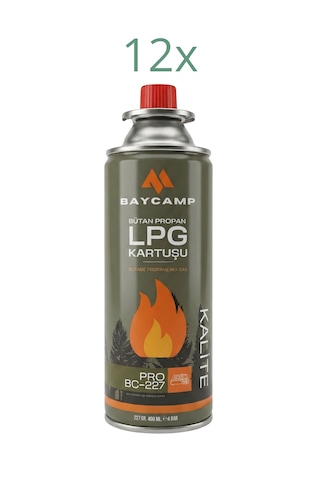Baycamp 227gr 400 Ml Butan Propan Lpg Kartuş 12 Li Paket Çok Renkli