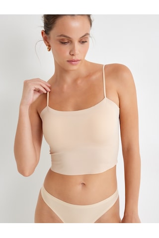 Koton Vücudu Saran Nefes Alan Kumaş Dikişsiz Askılı Kaplı Dolgusuz Yarım Atlet Ten Rengi 5wlk10136mk Ten Rengi