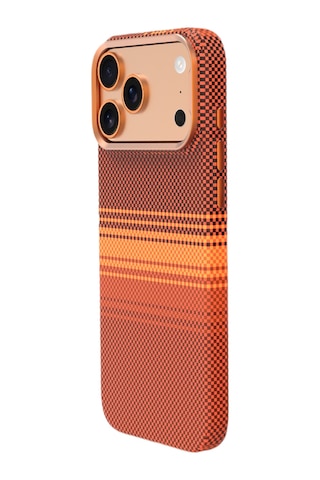 Piili Apple iPhone Uyumlu 17 Pro Max Kevlar Serisi Magsafe Kılıf Dokuma Turuncu
