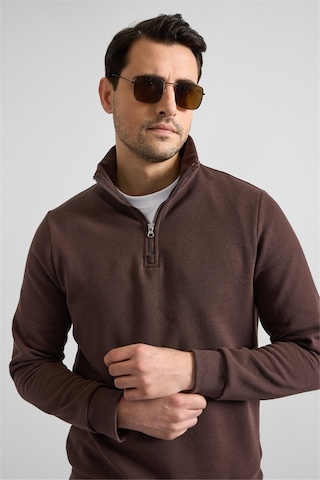 Süvari Koyu Kahve Regular Düz Yarım Balıkçı Yaka Sweatshirt Ssw2013700001-kh9 Koyu Kahverengi