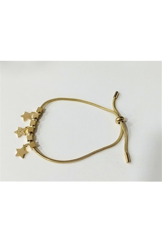 Kadın Çelik Yıldız Sallantılı Altın Renk Bileklik Çelik