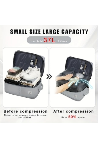 Dashanshop Gri Vakumlu Seyahat Sırt Çantası Kadınlar İçin Vakum Sıkıştırmalı Laptop Çantası Altın