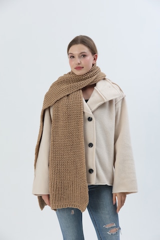 Sheilar Selanik Örgü Triko Atkı Camel Camel
