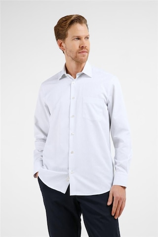 İmza Beyaz - Gri Çizgili Desen Sert Yaka Uzun Kol Cepli Comfort Fit Pamuklu Gömlek 1004255275 Beyaz - Gri