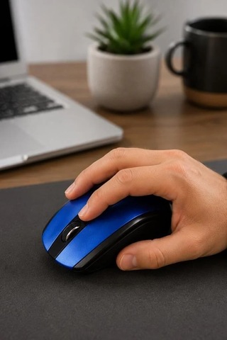 Delux Serisi Bilgisayar Ofis Teknoloji Mouse Optik Kablosuz Fare Tm08 Mavi