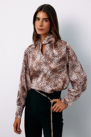 Sateen Detaylı Yaka Leopar Desenli Bluz - Bej-135129 BEJ