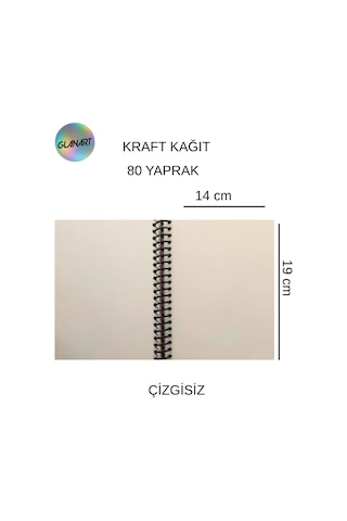 Spiralli 80 Yaprak Çizgisiz Küçük Boy Sert Kapak Not Defteri Kraft Kağıt 14x19 Cm