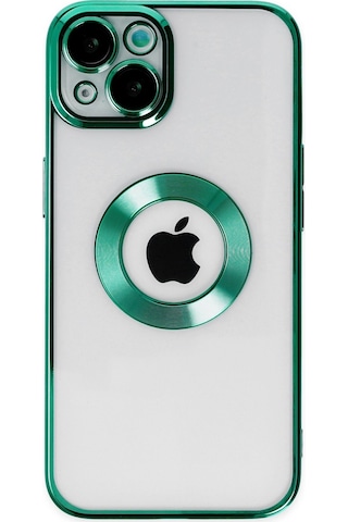 Apple Uyumlu iPhone 13 Yanları Renkli Lens Korumalı Logo Gösteren Şeffaf Luxury Kılıf - Açık Mavi
