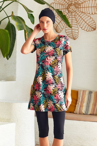 Kısa Kollu Yarı Kapalı Mayo 3601 Siyah Siyah