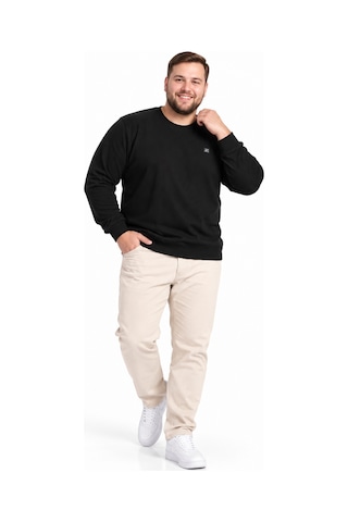 Annex Büyük Beden Basic Waffle Kumaş Erkek Sweatshirt Siyah