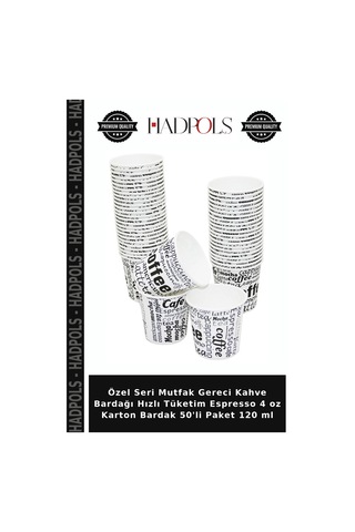 Özel Seri Mutfak Gereci Kahve Bardağı Hızlı Tüketim Espresso 4 Oz Karton Bardak 50'li Paket 120 Ml