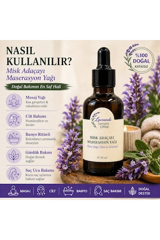 Lavande Lavanta Çiftliği Misk Adaçayı Maserasyon Yağı Masaj Yağı 50 ML