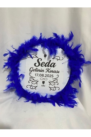 Gelin Tefi 30cm,isim Ve Tarih Yazılı Otriş Süslemeli Kına Tefi Saks Gelin Tefi 30cm,isim Ve Tarih Yazılı Otriş Süslemeli Kına Tefi Saks