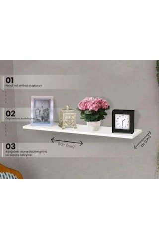 Beyaz Duvar Rafı Mdflam Parça Raf Uçan Raf 50 X 20