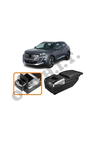 Peugeot 2008 19 Üzeri Uyumlu Bardaklıklı Lüks Kol Dayama Kolçak Siyah İthal.