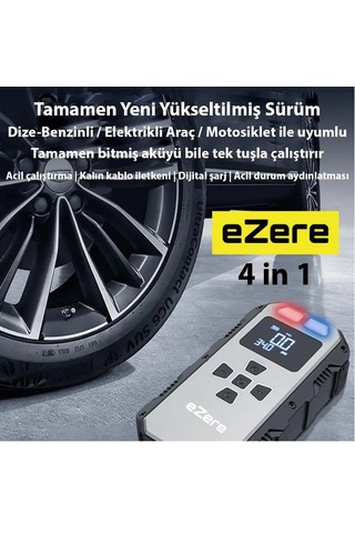 4 in1 8000mAh Lastik Sisirme Pompası Ve Starter Akü Takviye Seti
